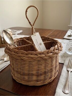 Woven rattan utensils cady